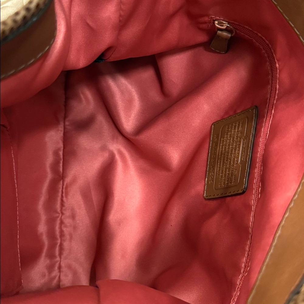 Coach Peyton Signature C Sateen Beige and Brown Hobo Shoulder Bag - Picture 14 of 16